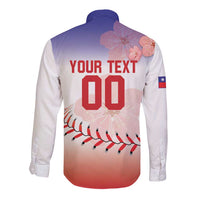 Custom Baseball Chinese Taipei Long Sleeve Button Shirt National Plum Blossom - Dynamic Style - Wonder Print Shop