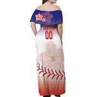 Custom Baseball Chinese Taipei Off Shoulder Maxi Dress National Plum Blossom - Dynamic Style - Wonder Print Shop