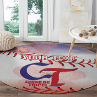 Custom Baseball Chinese Taipei Round Carpet National Plum Blossom - Dynamic Style