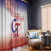 Custom Baseball Chinese Taipei Window Curtain National Plum Blossom - Dynamic Style - Wonder Print Shop