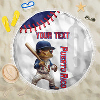 Custom Baseball Puerto Rico Beach Blanket Coqui Mascot - Dynamic Style - Wonder Print Shop