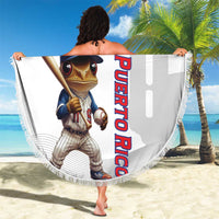 Custom Baseball Puerto Rico Beach Blanket Coqui Mascot - Dynamic Style - Wonder Print Shop