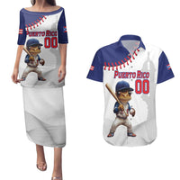 Custom Baseball Puerto Rico Couples Matching Puletasi and Hawaiian Shirt Coqui Mascot - Dynamic Style - Wonder Print Shop