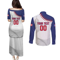 Custom Baseball Puerto Rico Couples Matching Puletasi and Long Sleeve Button Shirt Coqui Mascot - Dynamic Style - Wonder Print Shop
