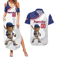 Custom Baseball Puerto Rico Couples Matching Summer Maxi Dress and Hawaiian Shirt Coqui Mascot - Dynamic Style - Wonder Print Shop