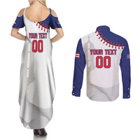 Custom Baseball Puerto Rico Couples Matching Summer Maxi Dress and Long Sleeve Button Shirt Coqui Mascot - Dynamic Style - Wonder Print Shop
