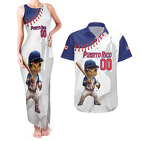Custom Baseball Puerto Rico Couples Matching Tank Maxi Dress and Hawaiian Shirt Coqui Mascot - Dynamic Style - Wonder Print Shop