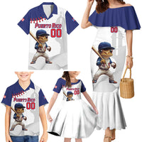 Custom Baseball Puerto Rico Family Matching Mermaid Dress and Hawaiian Shirt Coqui Mascot - Dynamic Style - Wonder Print Shop