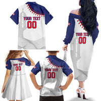 Custom Baseball Puerto Rico Family Matching Off The Shoulder Long Sleeve Dress and Hawaiian Shirt Coqui Mascot - Dynamic Style - Wonder Print Shop