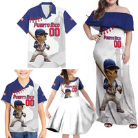 Custom Baseball Puerto Rico Family Matching Off Shoulder Maxi Dress and Hawaiian Shirt Coqui Mascot - Dynamic Style - Wonder Print Shop