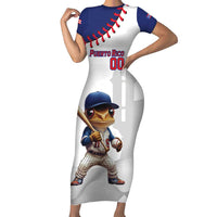 Custom Baseball Puerto Rico Family Matching Short Sleeve Bodycon Dress and Hawaiian Shirt Coqui Mascot - Dynamic Style - Wonder Print Shop
