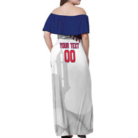 Custom Baseball Puerto Rico Off Shoulder Maxi Dress Coqui Mascot - Dynamic Style - Wonder Print Shop