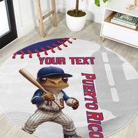 Custom Baseball Puerto Rico Round Carpet Coqui Mascot - Dynamic Style