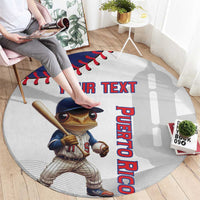 Custom Baseball Puerto Rico Round Carpet Coqui Mascot - Dynamic Style