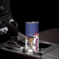 Custom Baseball Puerto Rico Skinny Tumbler Coqui Mascot - Dynamic Style - Wonder Print Shop