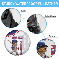 Custom Baseball Puerto Rico Spare Tire Cover Coqui Mascot - Dynamic Style - Wonder Print Shop