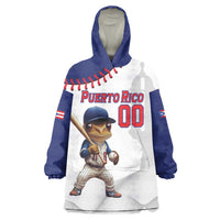 Custom Baseball Puerto Rico Wearable Blanket Hoodie Coqui Mascot - Dynamic Style - Wonder Print Shop
