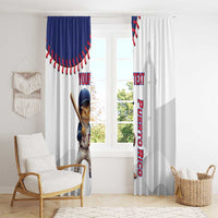 Custom Baseball Puerto Rico Window Curtain Coqui Mascot - Dynamic Style - Wonder Print Shop