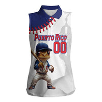Custom Baseball Puerto Rico Women Sleeveless Polo Shirt Coqui Mascot - Dynamic Style - Wonder Print Shop