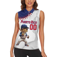 Custom Baseball Puerto Rico Women Sleeveless Polo Shirt Coqui Mascot - Dynamic Style - Wonder Print Shop