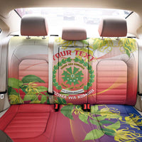 Personalized Comoros Back Car Seat Cover Coat Of Arms Mix Ylang Ylang Flower - Wonder Print Shop