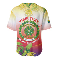 Personalized Comoros Baseball Jersey Coat Of Arms Mix Ylang Ylang Flower - Wonder Print Shop