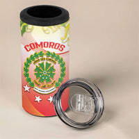 Personalized Comoros 4 in 1 Can Cooler Tumbler Coat Of Arms Mix Ylang Ylang Flower - Wonder Print Shop