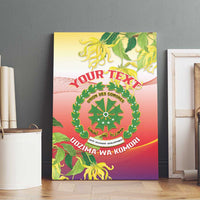 Personalized Comoros Canvas Wall Art Coat Of Arms Mix Ylang Ylang Flower - Wonder Print Shop