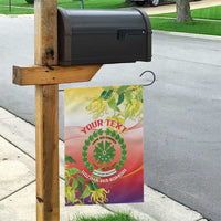 Personalized Comoros Garden Flag Coat Of Arms Mix Ylang Ylang Flower - Wonder Print Shop