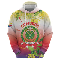 Personalized Comoros Hoodie Coat Of Arms Mix Ylang Ylang Flower - Wonder Print Shop