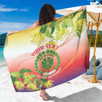 Personalized Comoros Sarong Coat Of Arms Mix Ylang Ylang Flower - Wonder Print Shop