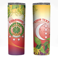Personalized Comoros Skinny Tumbler Coat Of Arms Mix Ylang Ylang Flower - Wonder Print Shop