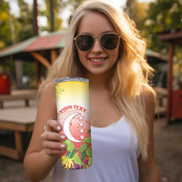 Personalized Comoros Skinny Tumbler Coat Of Arms Mix Ylang Ylang Flower - Wonder Print Shop