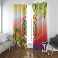 Personalized Comoros Window Curtain Coat Of Arms Mix Ylang Ylang Flower - Wonder Print Shop
