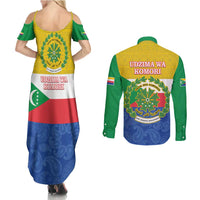 Comoros Is In My DNA Couples Matching Summer Maxi Dress and Long Sleeve Button Shirt Udzima wa Komori - African Paisley Pattern - Wonder Print Shop