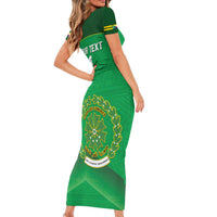 Custom Comoros Football Short Sleeve Bodycon Dress Allez Les Coelacantes - Wonder Print Shop