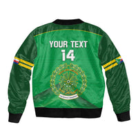 Custom Comoros Football Sleeve Zip Bomber Jacket Allez Les Coelacantes - Wonder Print Shop