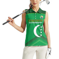 Custom Comoros Football Women Sleeveless Polo Shirt Allez Les Coelacantes - Wonder Print Shop