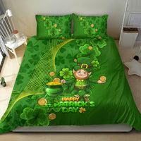 Happy St Patricks Day Bedding Set 2024 Irish Shamrocks With Lucky Leprechaun - Wonder Print Shop