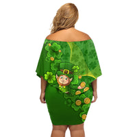 Happy St Patricks Day Family Matching Off Shoulder Short Dress and Hawaiian Shirt 2024 Irish Shamrocks With Lucky Leprechaun - Wonder Print Shop