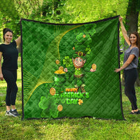 Happy St Patricks Day Quilt 2024 Irish Shamrocks With Lucky Leprechaun - Wonder Print Shop