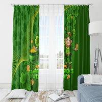 Happy St Patricks Day Window Curtain 2024 Irish Shamrocks With Lucky Leprechaun - Wonder Print Shop