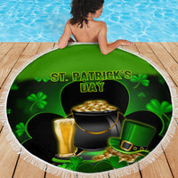 Happy St Patricks Day Beach Blanket La Fheile Padraig Shamrock Style - Wonder Print Shop