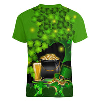Happy St Patricks Day Women V Neck T Shirt La Fheile Padraig Shamrock Style - Wonder Print Shop