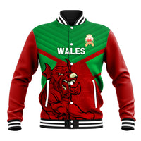 Custom Wales Rugby Baseball Jacket 2024 Six Nations Come On Cymru Mascot Sporty - Wonder Print Shop