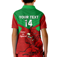 Custom Wales Rugby Kid Polo Shirt 2024 Six Nations Come On Cymru Mascot Sporty - Wonder Print Shop