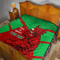 Custom Wales Rugby Quilt 2024 Six Nations Come On Cymru Mascot Sporty - Wonder Print Shop