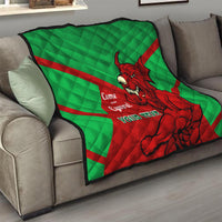 Custom Wales Rugby Quilt 2024 Six Nations Come On Cymru Mascot Sporty - Wonder Print Shop