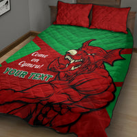 Custom Wales Rugby Quilt Bed Set 2024 Six Nations Come On Cymru Mascot Sporty - Wonder Print Shop