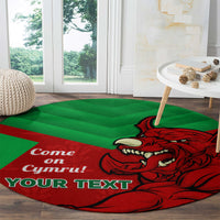 Custom Wales Rugby Round Carpet 2024 Six Nations Come On Cymru Mascot Sporty